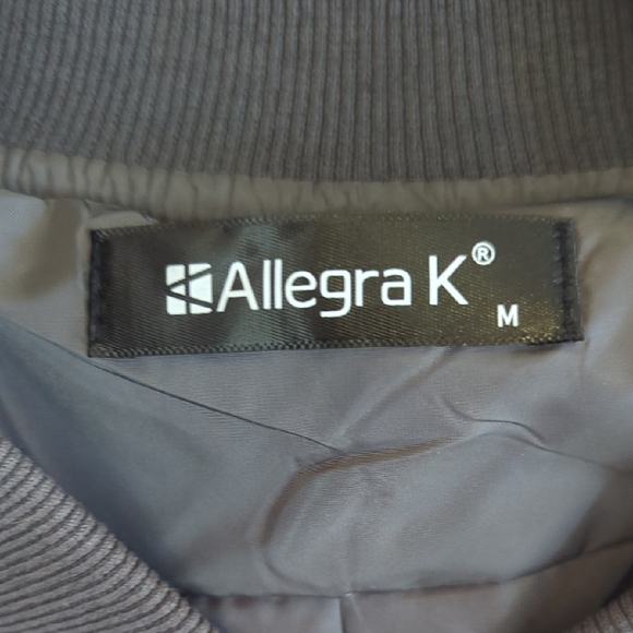 Allegra K Charcoal Quilted Bomber Jacket - Picture 3 of 5